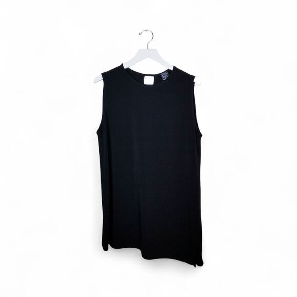 CLARA SUN WOO Black Knit Keyhole Knit Asymm Hem Dress/Tunic - Size Large - Picture 1 of 5